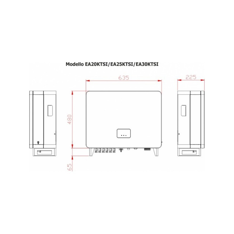 Riferimento dimensioni Inverter On-Grid Trifase ad alta efficienza 20 kW IP65 EnTrade EA20KTSI