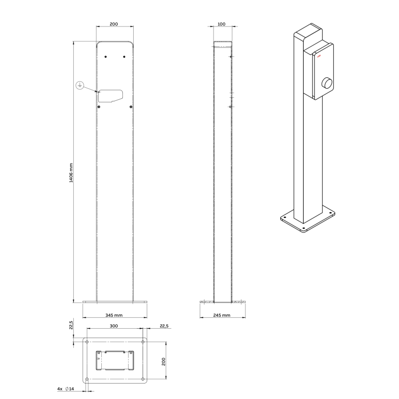 Piedistallo per Stazione di ricarica Auto Elettriche ABB 6AGC085345