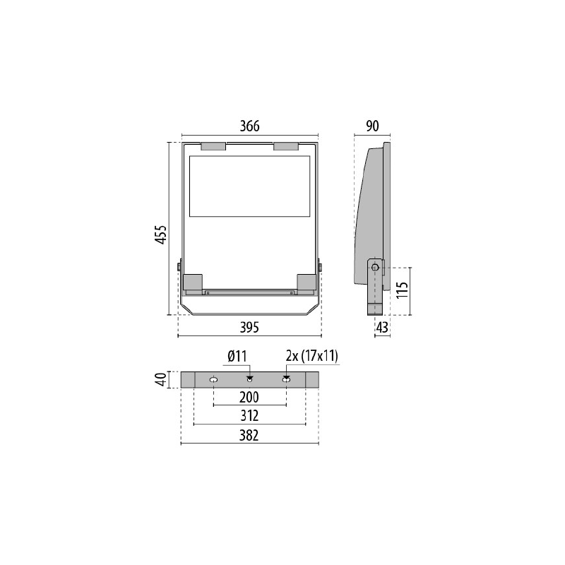 Riferimento dimensioni Proiettore LED 5000K GUELL CAM 2.5 ottica A/W 193W IP66 PRISMA 3114704