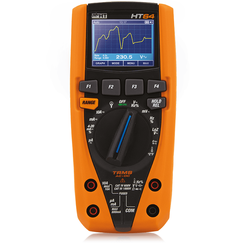 Multimetro TRMS Datalogger Display a colori HT64P con Pinza amperometrica 3000A AC HT HR00064P