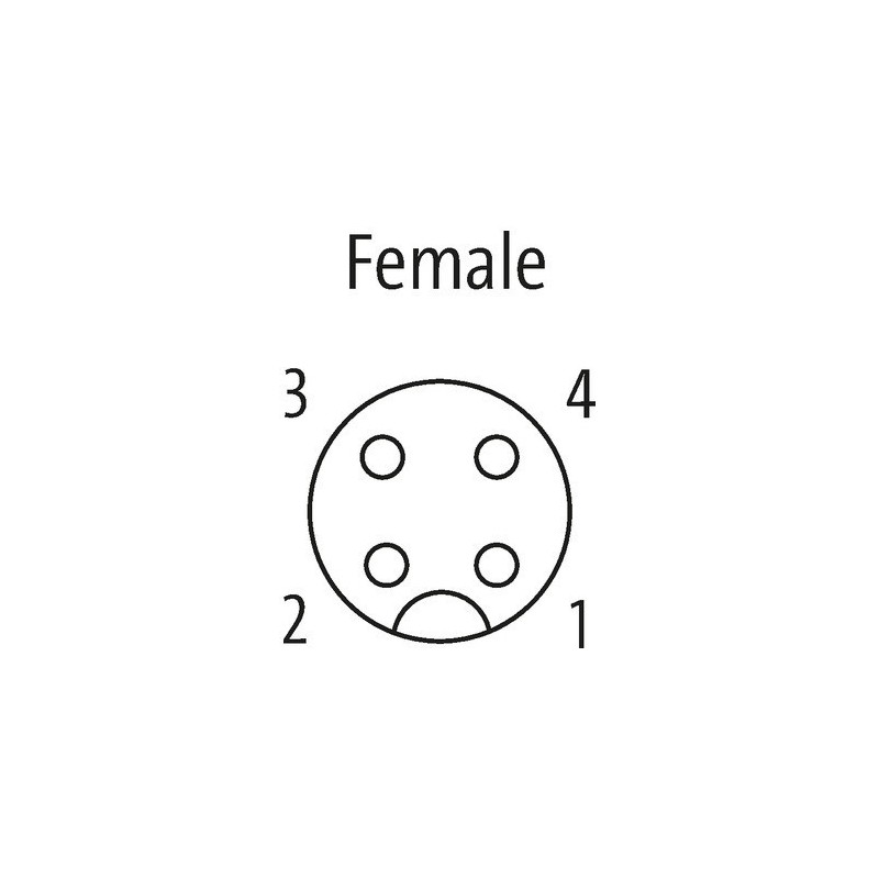 Struttura interna Connettore M12 4 poli femmina 4x0.34mmq curva 90 gradi Murr Elektronik 7000123416140500