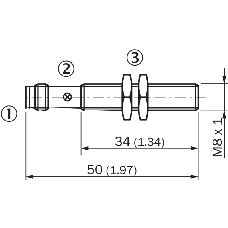 Disegno Sensore di prossimità induttivo connettore M8 3 pin Sick 1040838
