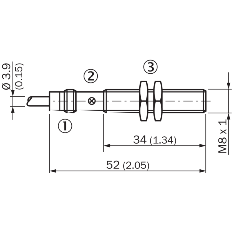 Disegno Sensore di prossimità induttivo con cavo di 2 metri M8 Sick 1040840
