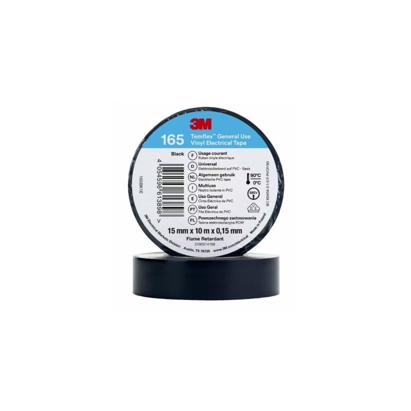 Nastro isolante in vinile Nero 15mmx10m TEMFLEX 165 3M 7100184723