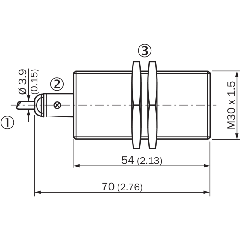 Disegno Sensore di prossimità induttivo con cavo di 2 metri M30 Sick 1041000