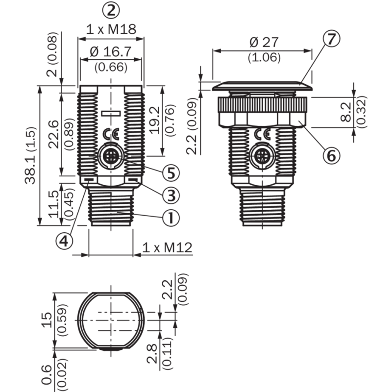 Dimensioni Sensore fotoelettrico cilindrico a riflessione fino a 6000mm GR18S Sick 1059553