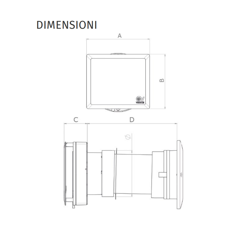 Riferimento Dimensioni Aspiratore d'aria con recupero di calore HRW 40 MONO EVO HCS Vortice 0000012437