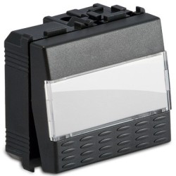 Pulsante portanome 1P NA 2 moduli 16A 250V grigio -Sistema Modo