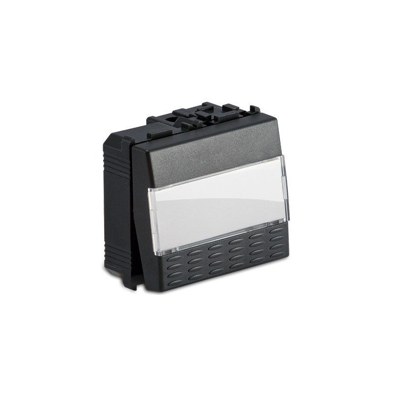 Pulsante portanome 1P NA 2 moduli 16A 250V grigio -Sistema Modo