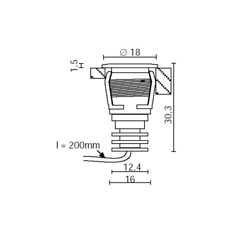 Faretto ad incasso LED 3000K Cromo per esterni EYES BASIC A 1.2W SIDE E900-M-LBC Misure
