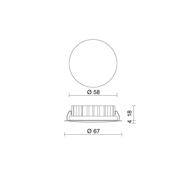 Faretto ad incasso Cromo per interni LED 3000K SHELF LED COB 3.5W SIDE 0023COB Misure