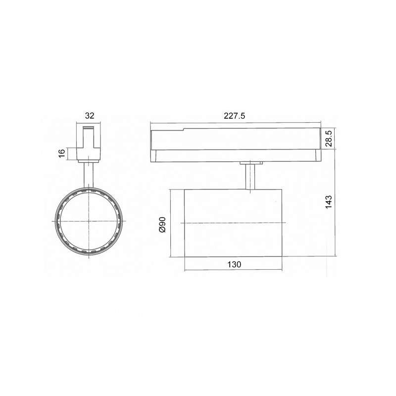 Proiettore LED 4000K 35W Nero da interno per binario elettrificato BEND XS 2019 SIDE 67309-LBN-40