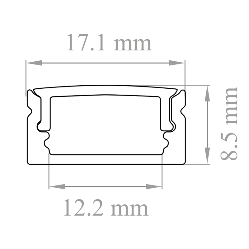 Dimensioni Kit profilo in alluminio superficie di 2 metri per strisce led Lampo PRKITSUP
