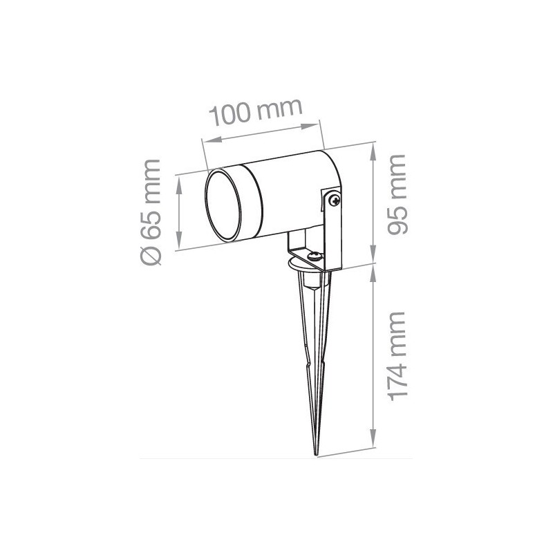 Proiettore da giardino orientabile Nero 230V IP65 per lampade GU10 LAMPO GARDENGU10NE Misure