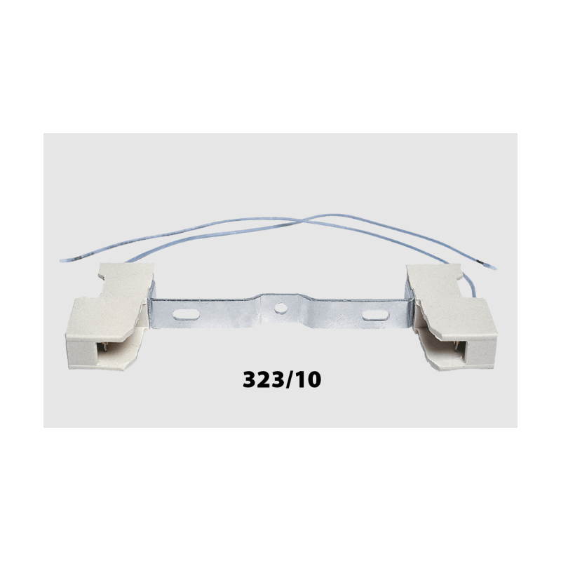 Coppia portalampada in ceramica con attacco R7S 118 su staffa Lampo 323/10