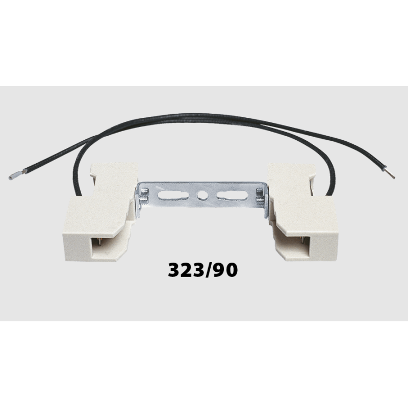 Coppia portalampada in ceramica con attacco R7S 78 su staffa Lampo 323/90