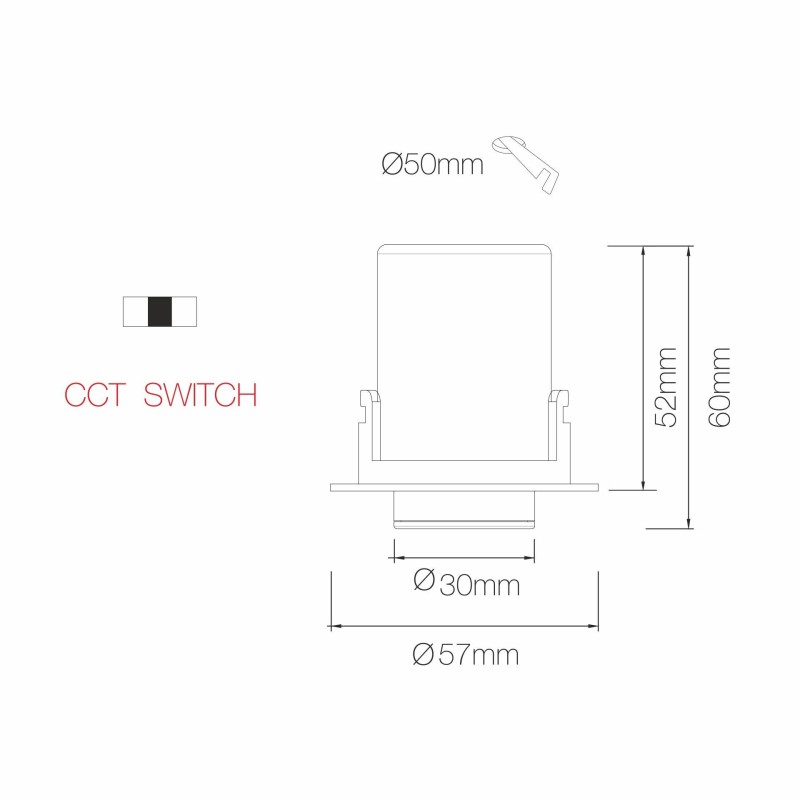 Dimensioni Faretto Led Nano Oxo R Bianco 4W Switch 2700K 3000K 4000K Beneito Faure 4549