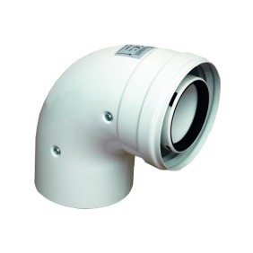 Curva coassiale a 90 gradi Bianca 60/100mm MF per caldaie FERRARI 107607