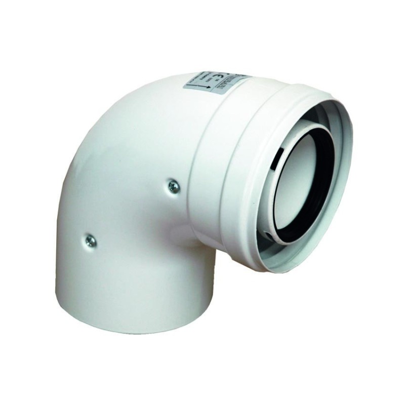 Curva coassiale a 90 gradi Bianca 60/100mm MF per caldaie FERRARI 107607