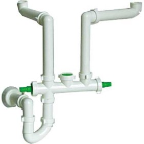 Sifone salvaspazio autopulente in PVC 2 vie 1" 1/2 per lavello BONOMINI 05005