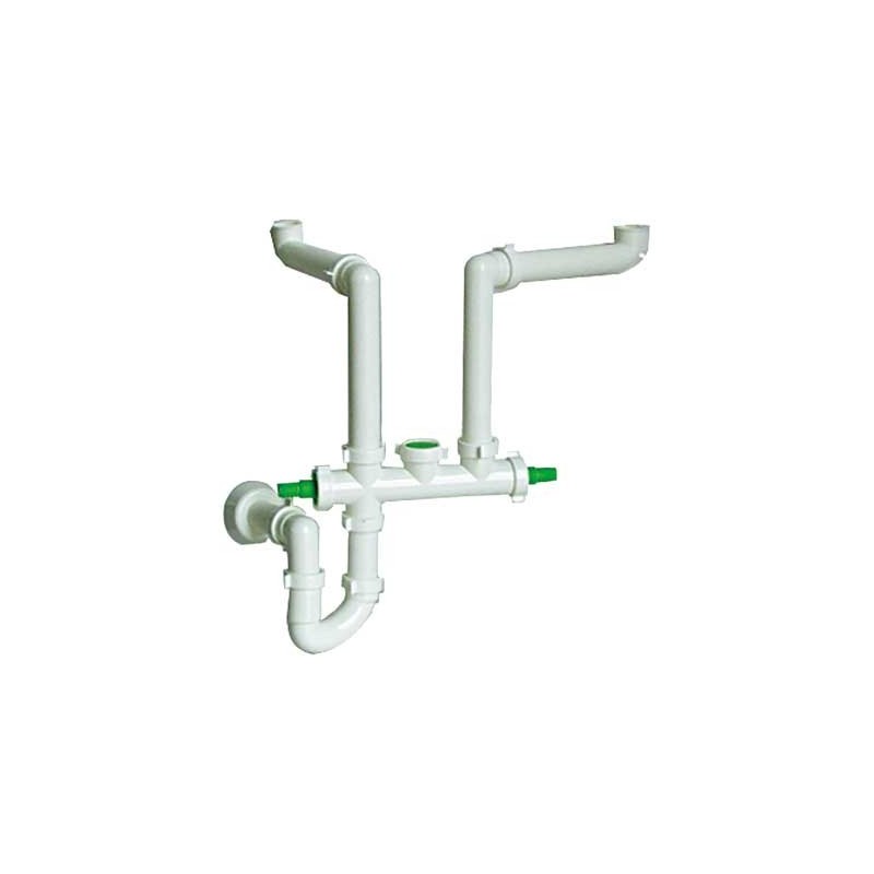 Sifone salvaspazio autopulente in PVC 2 vie 1" 1/2 per lavello BONOMINI 05005