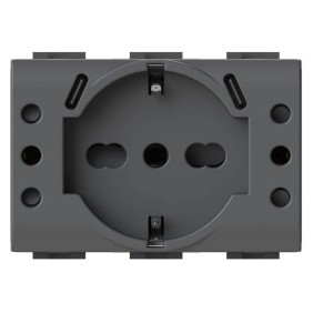 Presa P503 con USB C Antracite per BTicino Living 4BOX 4BUSBP503.L