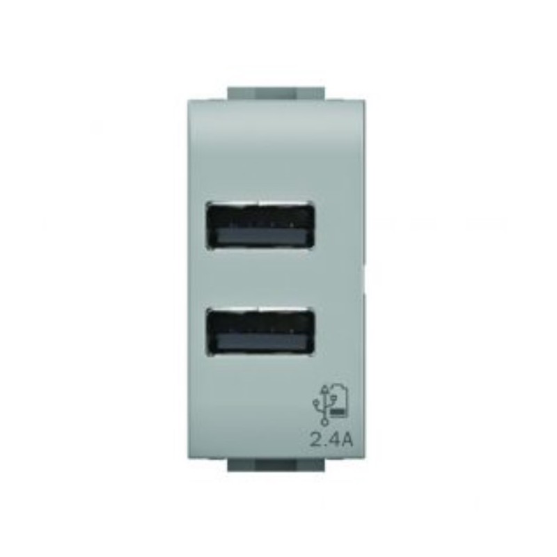 Caricatore USB 2.4 A Tipo A adatto per BTicino Light Tech 4BOX 4B.NT.USB.24