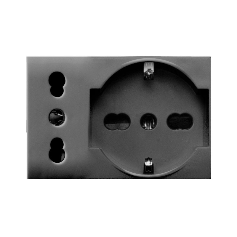 Presa Schuko bipasso + presa standard italiana S44 Tekla 3 moduli 2P+T 10/16A 250V AVE 44509015MB