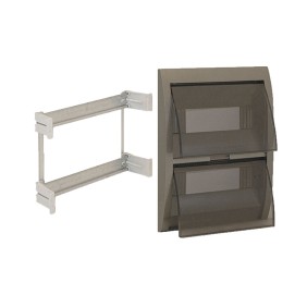 Coperchio grigio metallizzato con portelli fumé 24 moduli DIN per scatole BL08P e BL08CG AVE 53T24G