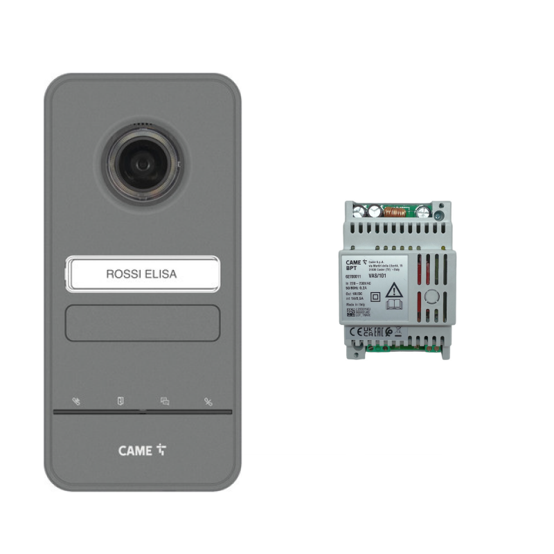 Kit videocitofono base posto esterno LHS V/01 grigio fino a 4 chiamate sistema X1 + alimentatore Free LHS BPT 8K40CF-028