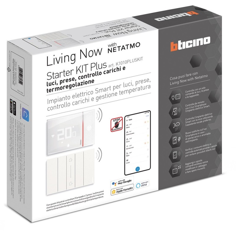 Starter Kit per gestire luci energia e termoregolazione Bticino Living Now K1010PLUSKIT
