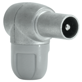 Connettore a 90 gradi IEC Maschio in zamak per cavi coassiali diametro 5-6.9mm TELEVES 4130