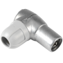 Connettore a 90 gradi IEC schermato Femmina in zamak per cavi coassiali diametro 5-6.9mm TELEVES 4131 Lato