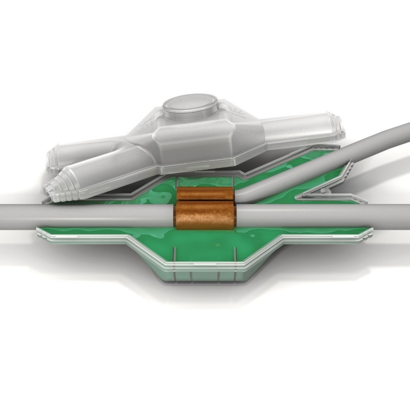 Giunto di derivazione a Y in resina poliuretanica per cavi 1kV 70mm2 ETELEC SKGD01 Aperto