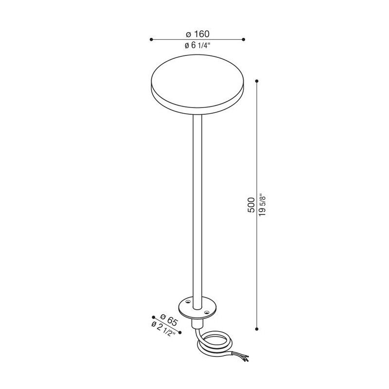Dimensioni lampada Pik 160H 500