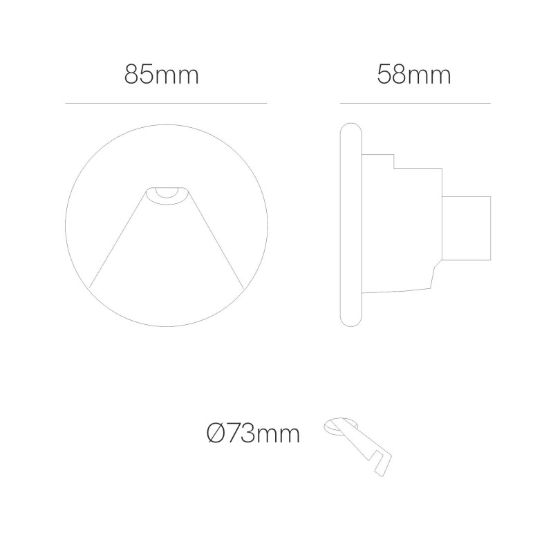 Dimensioni Faretto segnapasso 3W a luce variabile bianco e nero Beneito Faure 5029