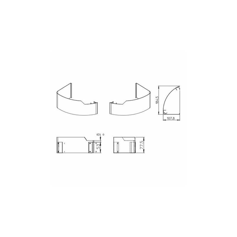 Dimensioni Piedini estetici da copertura tubi per fancoil AirLeaf Innova LC0157II