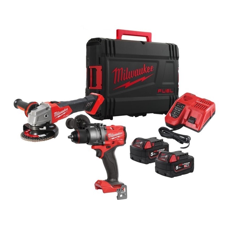 Kit trapano a percussione e smerigliatrice angolare Milwaukee 4933492516