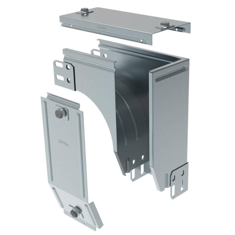 Curva sinistra a 90 gradi in acciaio zincato con discesa di piano 75mm larghezza 100mm P31 LEGRAND AY100Z