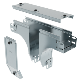 Derivazione a T in acciaio zincato con discesa di piano verticale 75mm larghezza 150mm P31 LEGRAND AX150Z