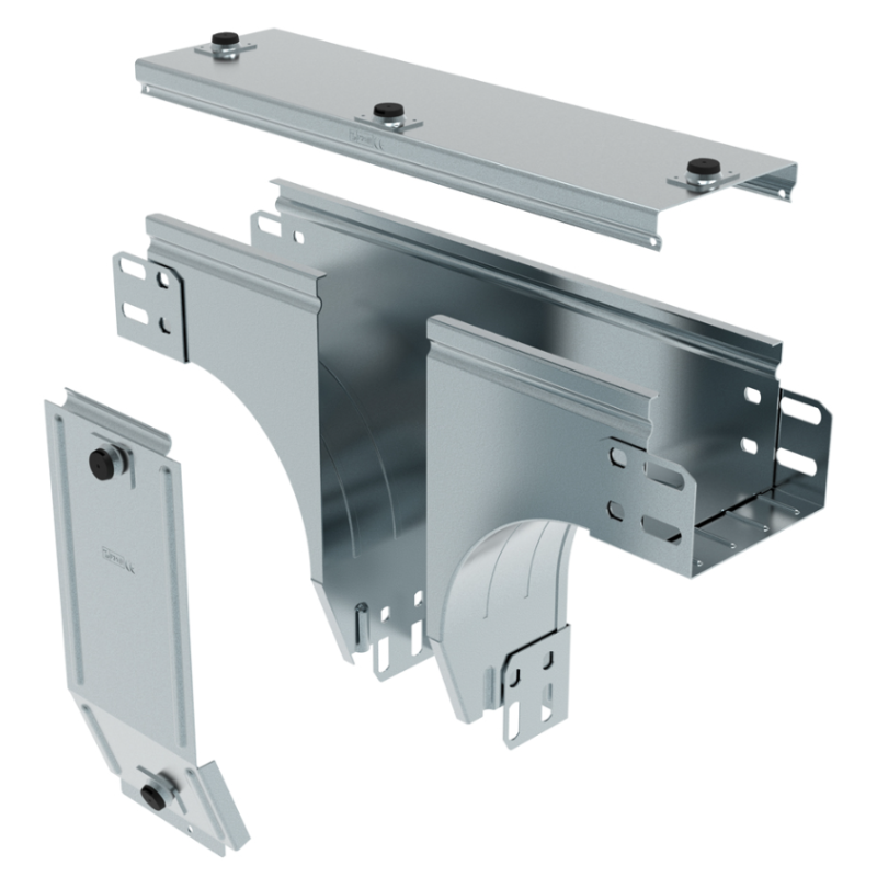 Derivazione a T in acciaio zincato con discesa di piano verticale 75mm larghezza 150mm P31 LEGRAND AX150Z