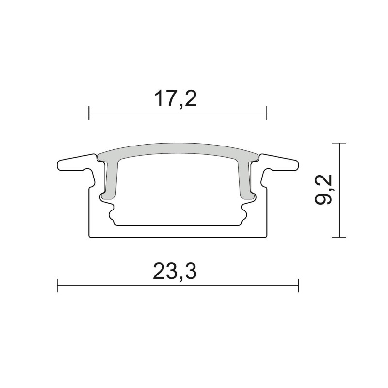 Dimensioni Profilo 39 ad incasso cover opale 2 metri Ivela K7392-R04-4262