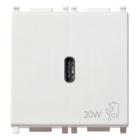 Alimentatore USB Tipo C a ricarica rapida 30W 2 moduli Bianco Vimar 14298