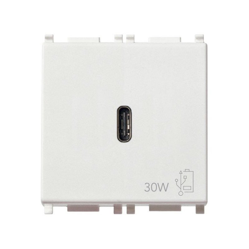 Alimentatore USB Tipo C a ricarica rapida 30W 2 moduli Bianco Vimar 14298