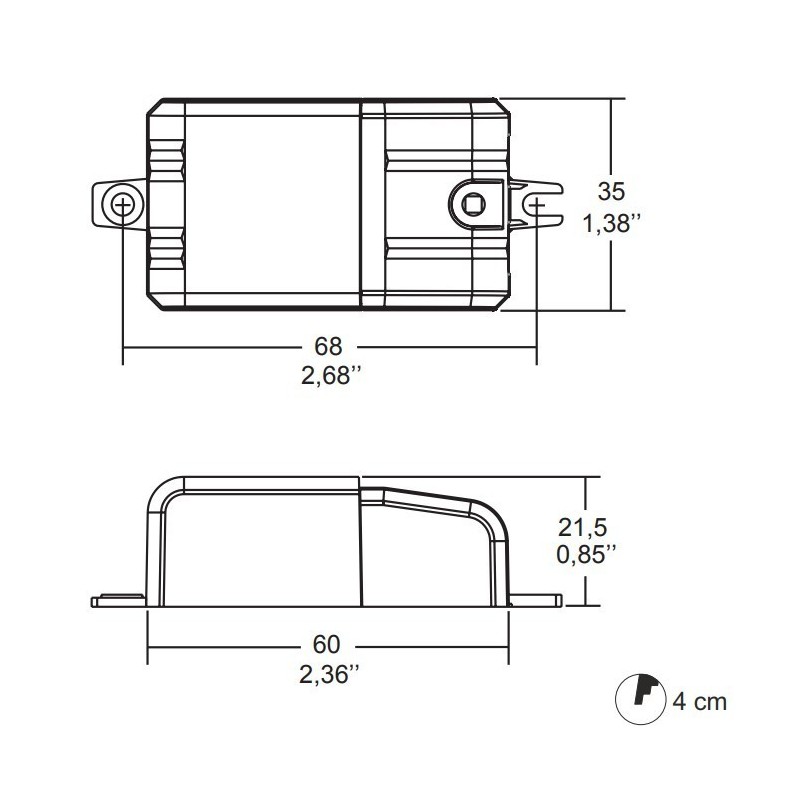 Dimensioni Alimentatore in corrente continua 25V 8W in uscita Egoluce 0125