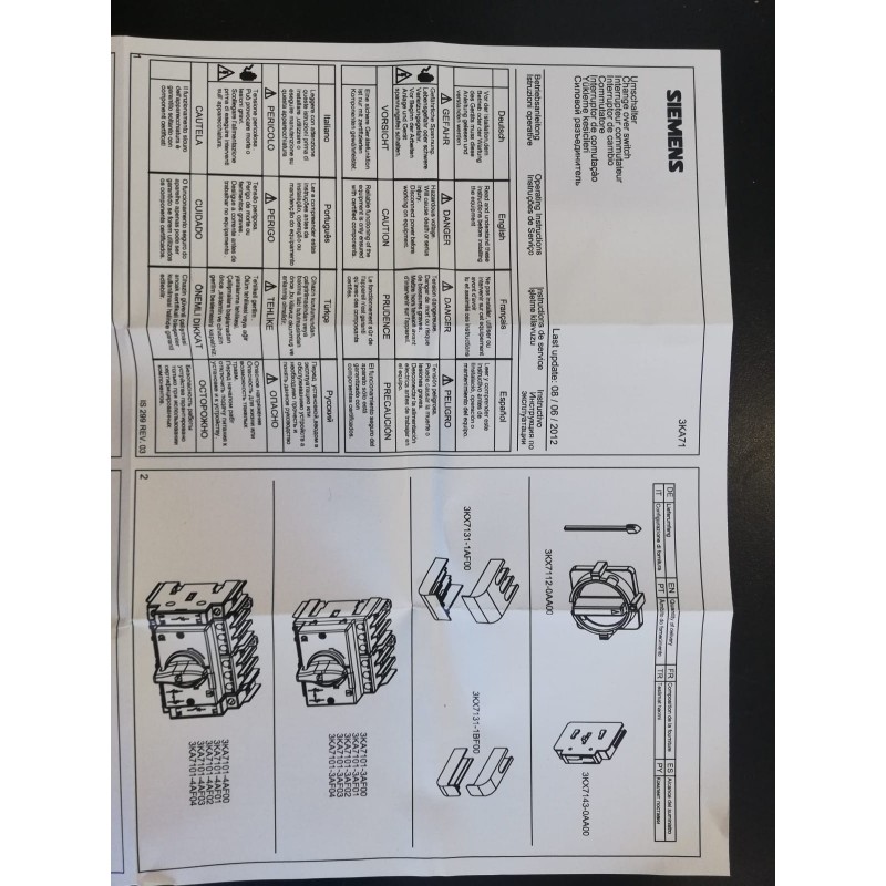 Commutatore modulare 1-0-2 4 Poli 125A Grandezza 2 3KA71024AF03