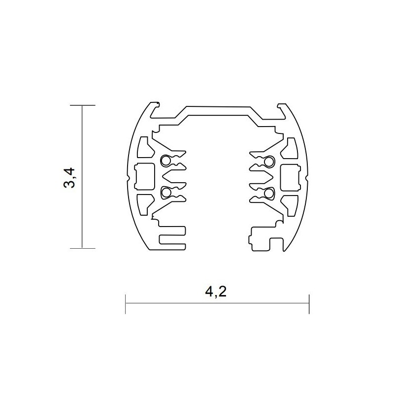 Dimensioni Binario elettrificato trifase 230V lungo 1000mm Nero Egoluce 7322.02