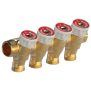 Collettore componibile in ottone 3/4" maschio femmina con 4 rubinetti 1/2" GIACOMINI R585CY064