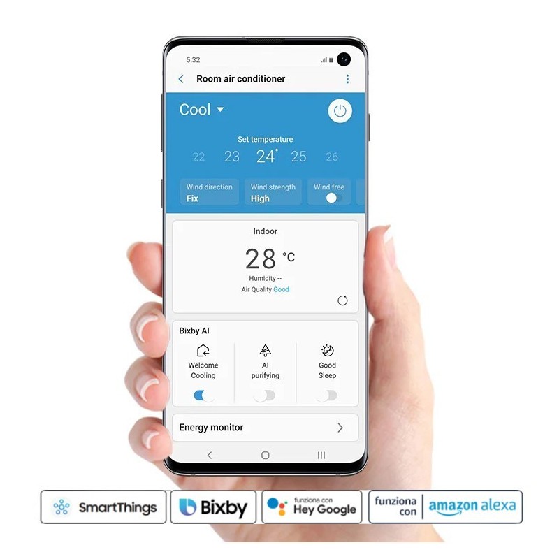 Compatibile con App SmartThings e assistenti vocali