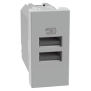 Caricatore con 2 porte USB Grigio 1 modulo serie MatixGo BTICINO JG4191AA